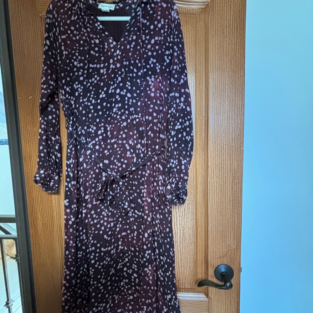 Cloth & Stone Purple and Blue Long Sleeve V-Neck Sundress